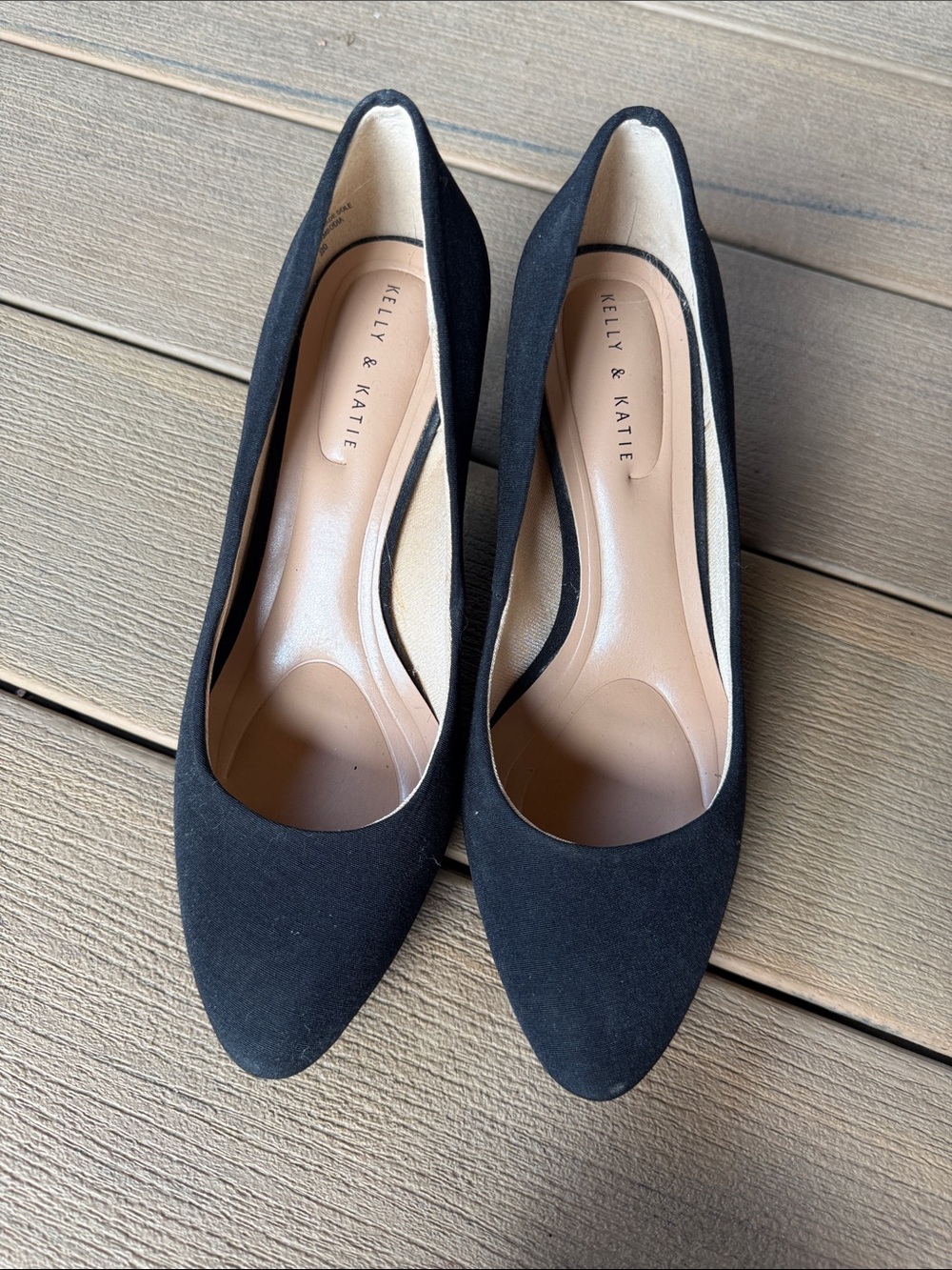 Kelly & Katie Black Suede Pointed Toe Pumps